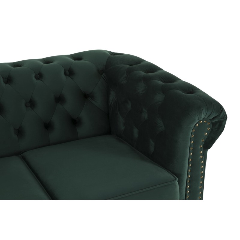 Chesterfiled Deluxe Καναπές 4θέσιος Βελούδο Σκούρο Πράσινο 238×86×80cm