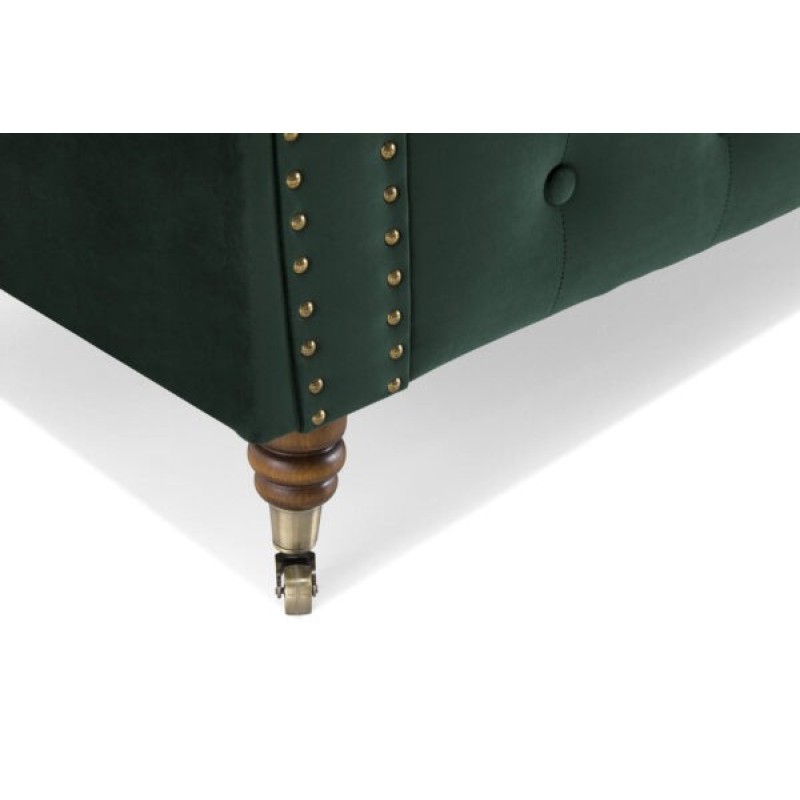 Chesterfiled Deluxe Καναπές 4θέσιος Βελούδο Σκούρο Πράσινο 238×86×80cm