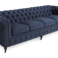 Chesterfiled Deluxe Καναπές 4θέσιος Βελούδο Μπλε 238×86×80cm