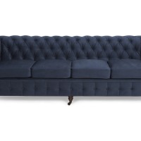 Chesterfiled Deluxe Καναπές 4θέσιος Βελούδο Μπλε 238×86×80cm