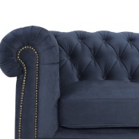 Chesterfiled Deluxe Καναπές 4θέσιος Βελούδο Μπλε 238×86×80cm