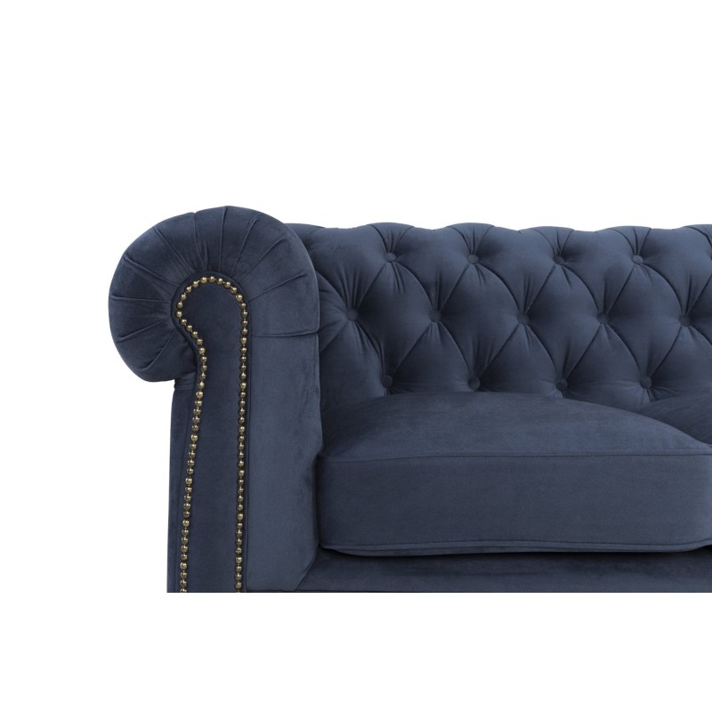 Chesterfiled Deluxe Καναπές 4θέσιος Βελούδο Μπλε 238×86×80cm