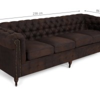Chesterfiled Deluxe Καναπές 4θέσιος Ύφασμα με Όψη Δέρματος Vintage Καφέ 238×86×80εκ