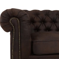 Chesterfiled Deluxe Καναπές 4θέσιος Ύφασμα με Όψη Δέρματος Vintage Καφέ 238×86×80εκ