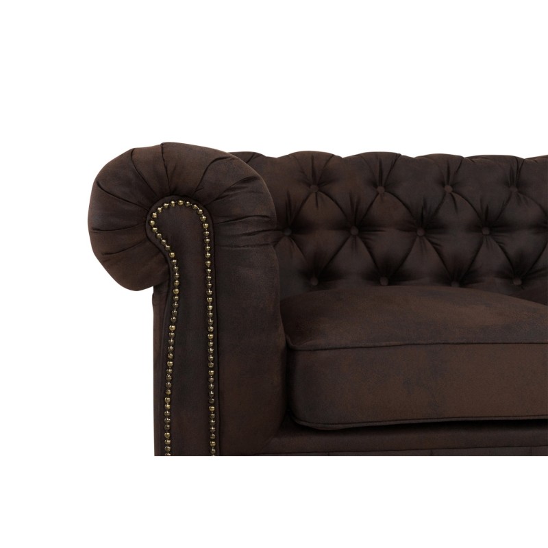 Chesterfiled Deluxe Καναπές 4θέσιος Ύφασμα με Όψη Δέρματος Vintage Καφέ 238×86×80εκ