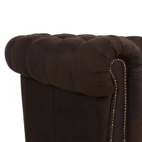 Chesterfiled Deluxe Καναπές 4θέσιος Ύφασμα με Όψη Δέρματος Vintage Καφέ 238×86×80εκ