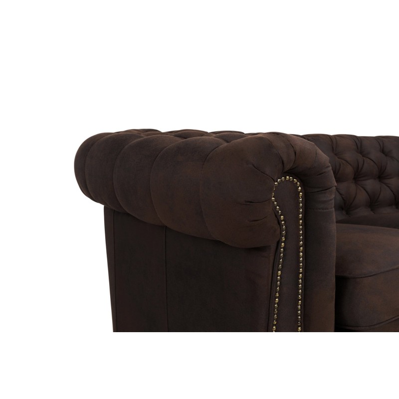 Chesterfiled Deluxe Καναπές 4θέσιος Ύφασμα με Όψη Δέρματος Vintage Καφέ 238×86×80εκ