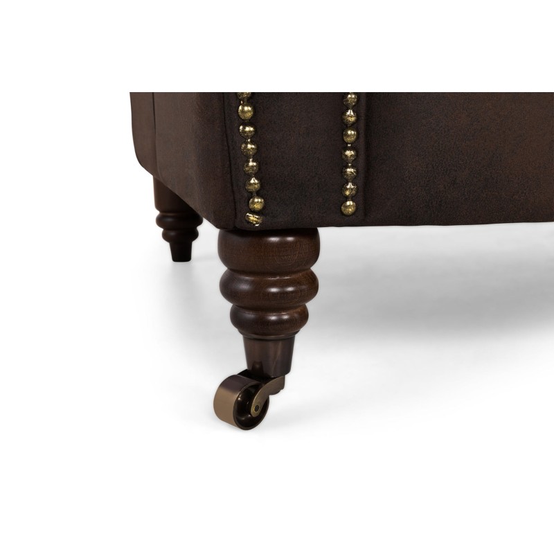 Chesterfiled Deluxe Καναπές 4θέσιος Ύφασμα με Όψη Δέρματος Vintage Καφέ 238×86×80εκ
