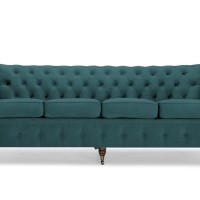 Chesterfiled Deluxe Καναπές 4θέσιος Βελούδο Πετρόλ 238×86×80cm