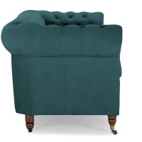 Chesterfiled Deluxe Καναπές 4θέσιος Βελούδο Πετρόλ 238×86×80cm