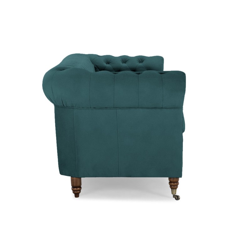 Chesterfiled Deluxe Καναπές 4θέσιος Βελούδο Πετρόλ 238×86×80cm