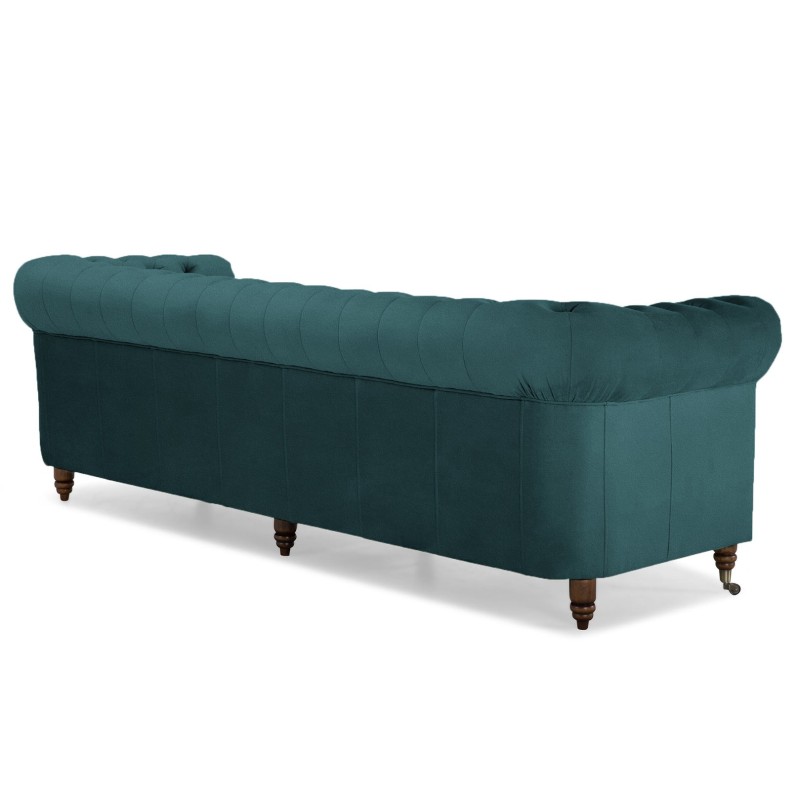 Chesterfiled Deluxe Καναπές 4θέσιος Βελούδο Πετρόλ 238×86×80cm