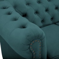 Chesterfiled Deluxe Καναπές 4θέσιος Βελούδο Πετρόλ 238×86×80cm