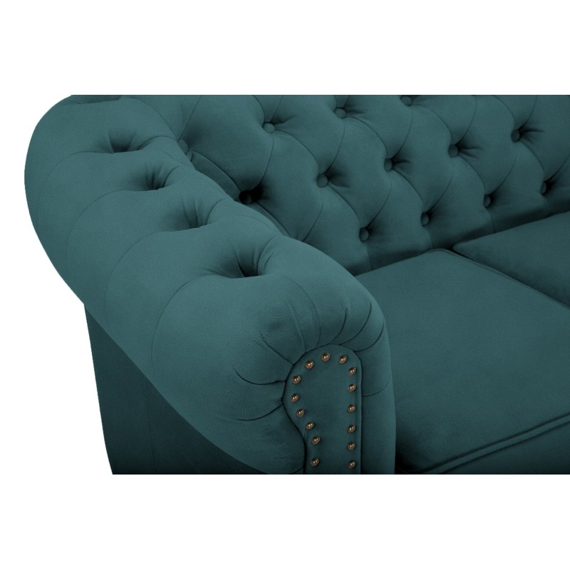 Chesterfiled Deluxe Καναπές 4θέσιος Βελούδο Πετρόλ 238×86×80cm