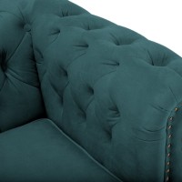 Chesterfiled Deluxe Καναπές 4θέσιος Βελούδο Πετρόλ 238×86×80cm