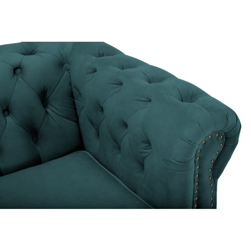 Chesterfiled Deluxe Καναπές 4θέσιος Βελούδο Πετρόλ 238×86×80cm