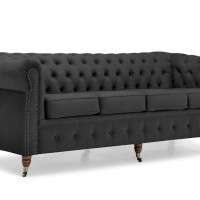 Chesterfiled Deluxe Καναπές 4θέσιος Βελούδο Γκρι 238×86×80cm
