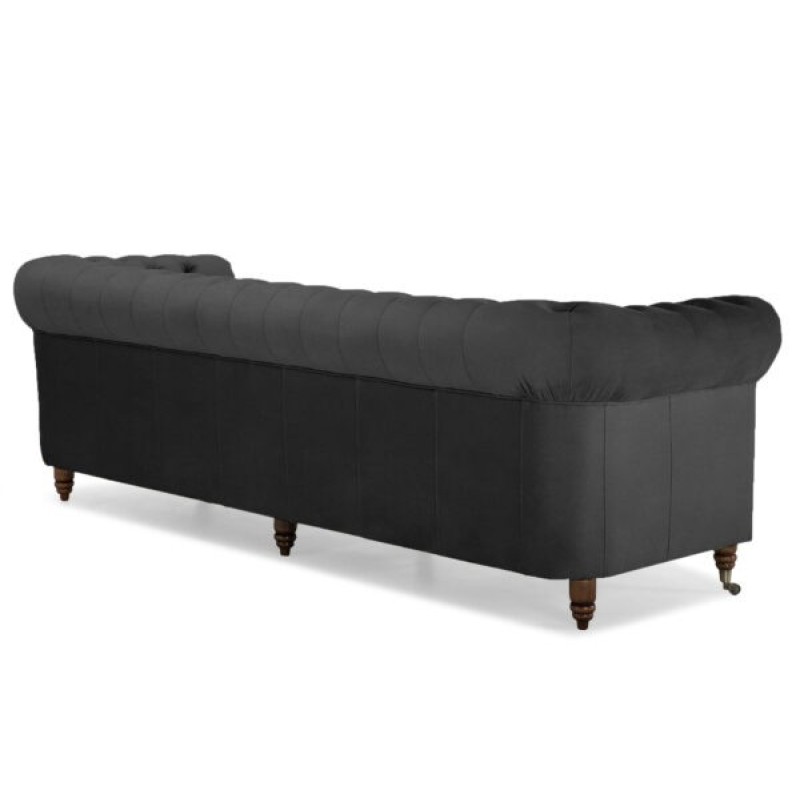 Chesterfiled Deluxe Καναπές 4θέσιος Βελούδο Γκρι 238×86×80cm