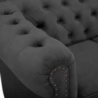 Chesterfiled Deluxe Καναπές 4θέσιος Βελούδο Γκρι 238×86×80cm