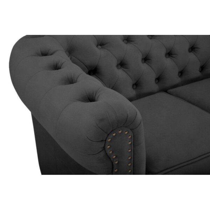 Chesterfiled Deluxe Καναπές 4θέσιος Βελούδο Γκρι 238×86×80cm