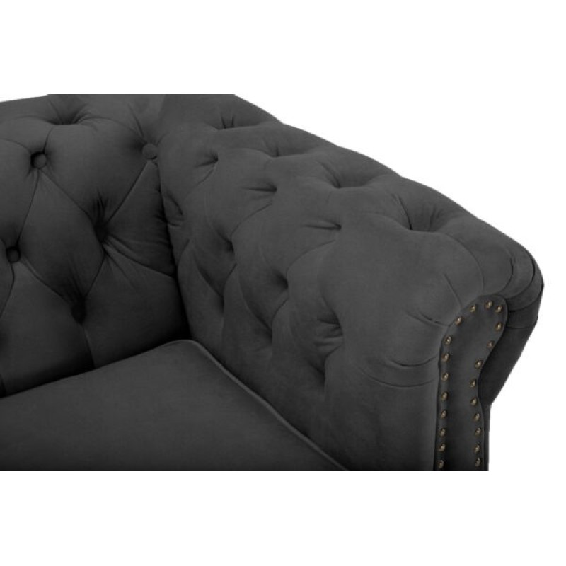 Chesterfiled Deluxe Καναπές 4θέσιος Βελούδο Γκρι 238×86×80cm