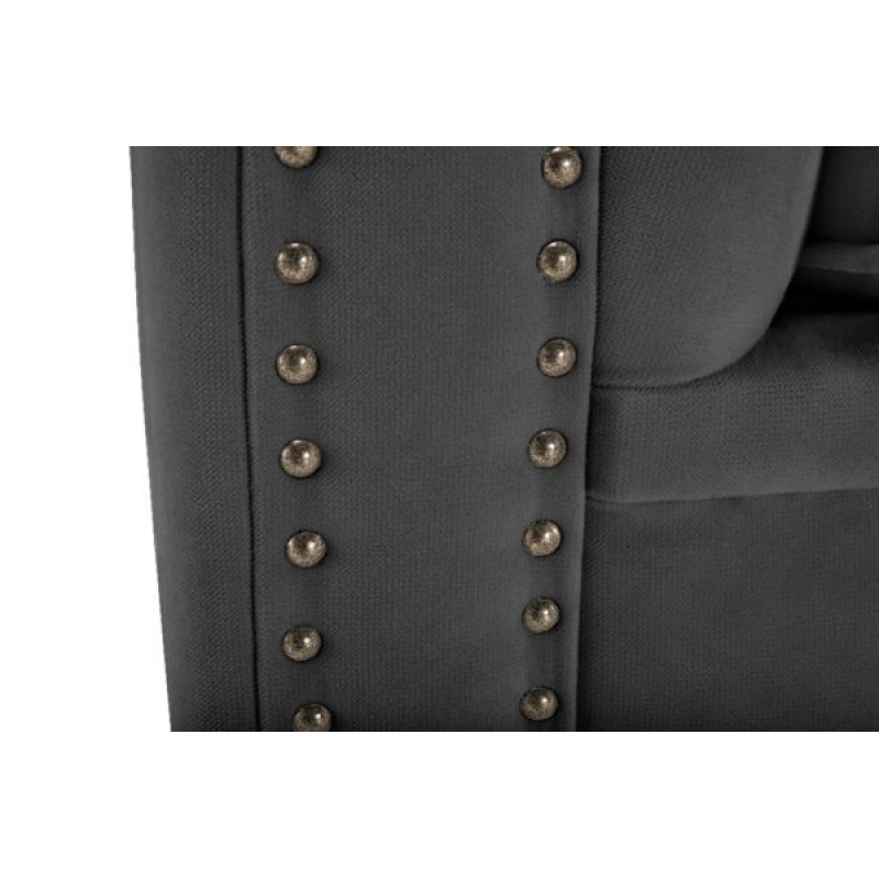 Chesterfiled Deluxe Καναπές 4θέσιος Βελούδο Γκρι 238×86×80cm