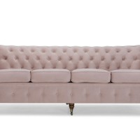 Chesterfiled Deluxe Καναπές 4θέσιος Βελούδο Ροζ Γιασεμί 238×86×80cm