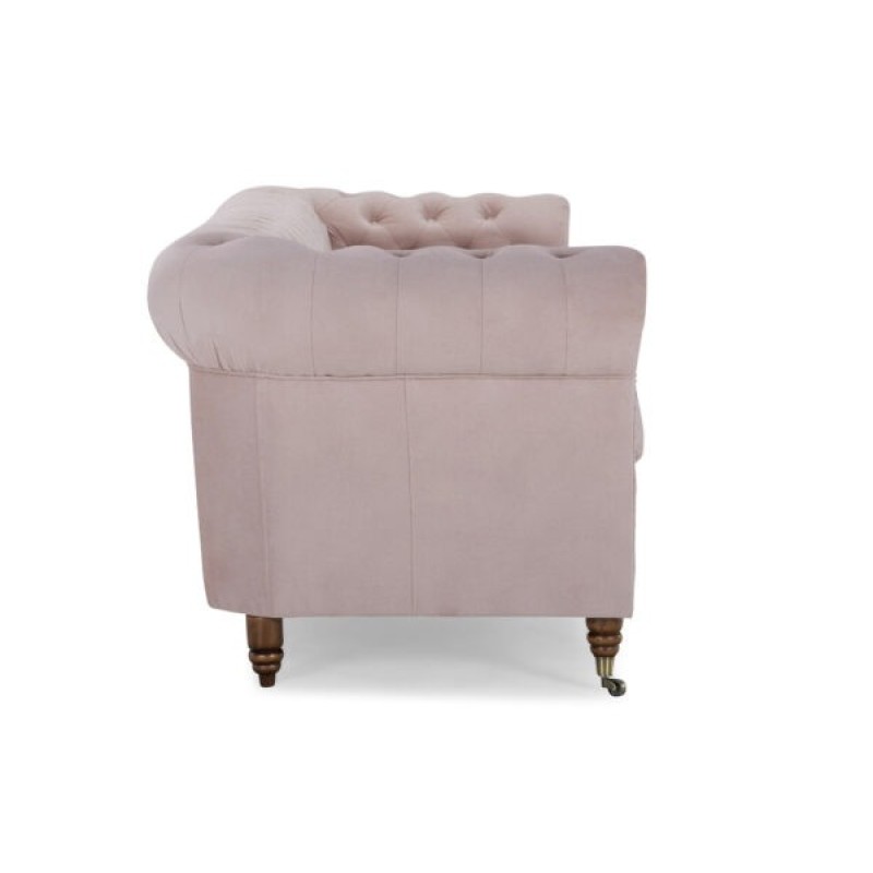 Chesterfiled Deluxe Καναπές 4θέσιος Βελούδο Ροζ Γιασεμί 238×86×80cm