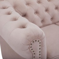 Chesterfiled Deluxe Καναπές 4θέσιος Βελούδο Ροζ Γιασεμί 238×86×80cm
