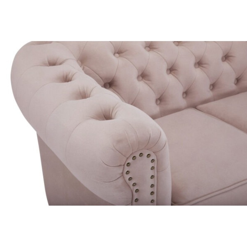 Chesterfiled Deluxe Καναπές 4θέσιος Βελούδο Ροζ Γιασεμί 238×86×80cm
