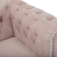 Chesterfiled Deluxe Καναπές 4θέσιος Βελούδο Ροζ Γιασεμί 238×86×80cm