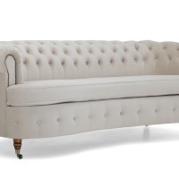 Chesterfield Deluxe 3-θέσιoς Κυρτός Καναπές Βελούδο Μπεζ 230x86x80cm