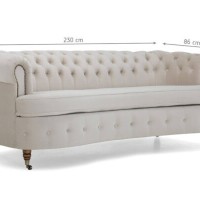 Chesterfield Deluxe 3-θέσιoς Κυρτός Καναπές Βελούδο Μπεζ 230x86x80cm