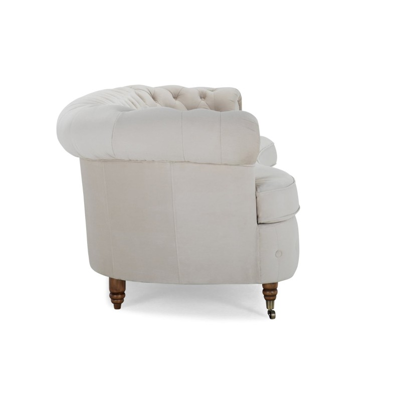 Chesterfield Deluxe 3-θέσιoς Κυρτός Καναπές Βελούδο Μπεζ 230x86x80cm