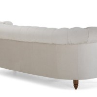 Chesterfield Deluxe 3-θέσιoς Κυρτός Καναπές Βελούδο Μπεζ 230x86x80cm