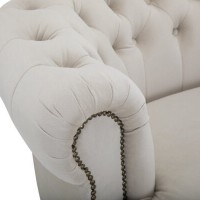 Chesterfield Deluxe 3-θέσιoς Κυρτός Καναπές Βελούδο Μπεζ 230x86x80cm