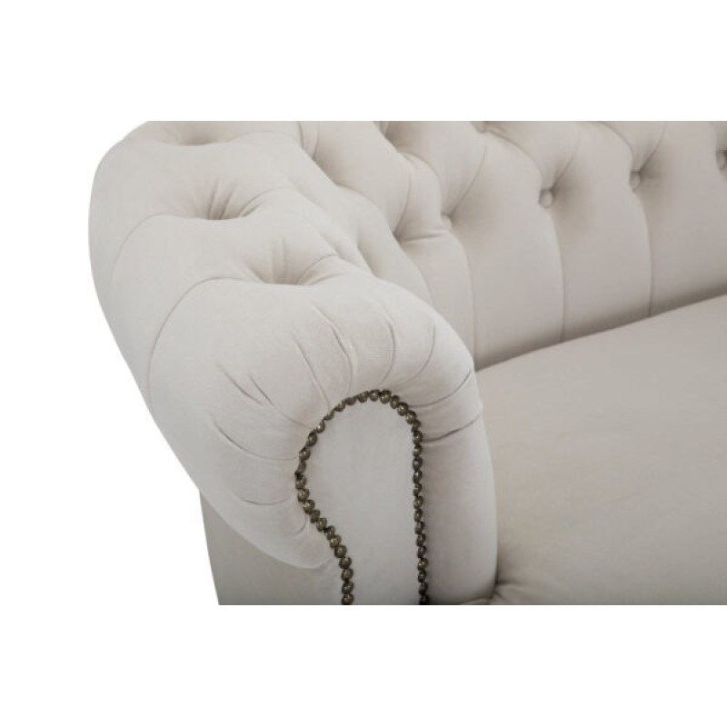 Chesterfield Deluxe 3-θέσιoς Κυρτός Καναπές Βελούδο Μπεζ 230x86x80cm