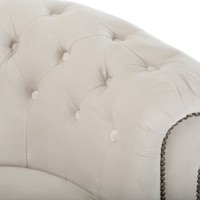 Chesterfield Deluxe 3-θέσιoς Κυρτός Καναπές Βελούδο Μπεζ 230x86x80cm