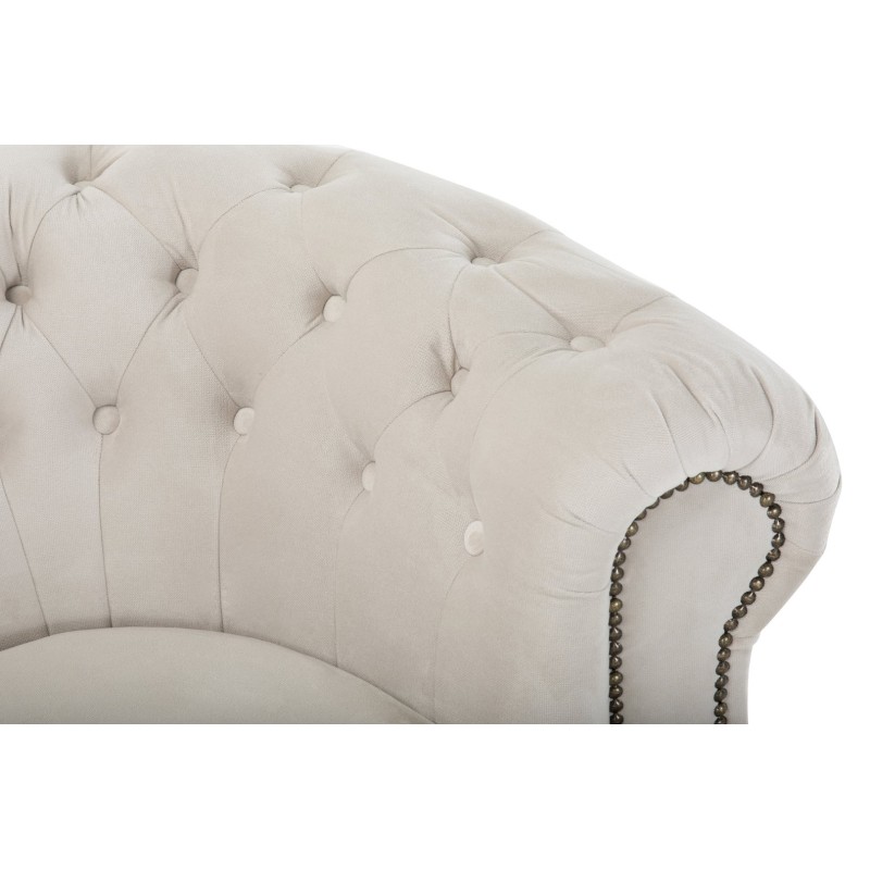 Chesterfield Deluxe 3-θέσιoς Κυρτός Καναπές Βελούδο Μπεζ 230x86x80cm