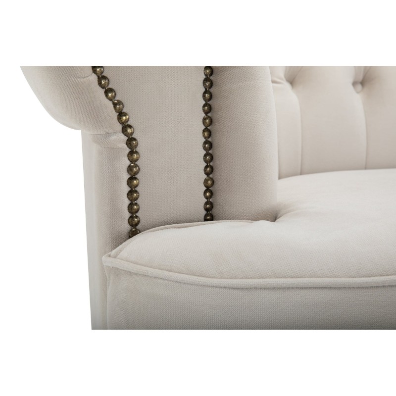 Chesterfield Deluxe 3-θέσιoς Κυρτός Καναπές Βελούδο Μπεζ 230x86x80cm