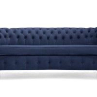 Chesterfield Deluxe 3-θέσιoς Κυρτός Καναπές Βελούδο Μπλε 230x86x80cm