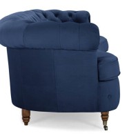 Chesterfield Deluxe 3-θέσιoς Κυρτός Καναπές Βελούδο Μπλε 230x86x80cm