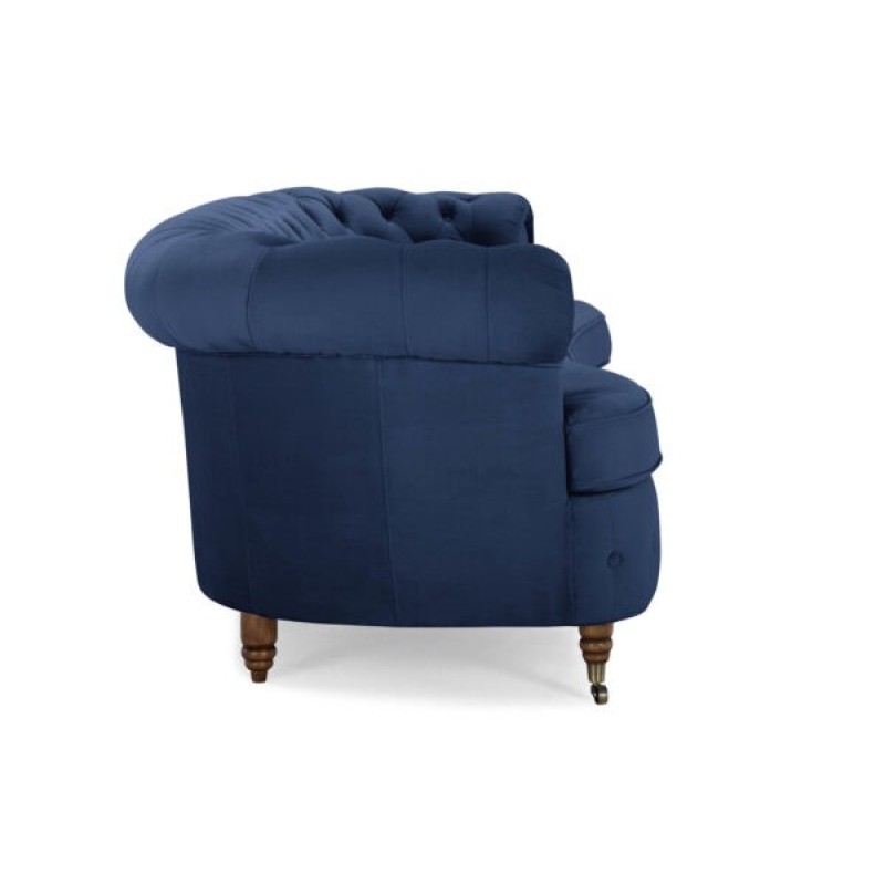 Chesterfield Deluxe 3-θέσιoς Κυρτός Καναπές Βελούδο Μπλε 230x86x80cm