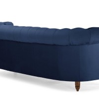 Chesterfield Deluxe 3-θέσιoς Κυρτός Καναπές Βελούδο Μπλε 230x86x80cm