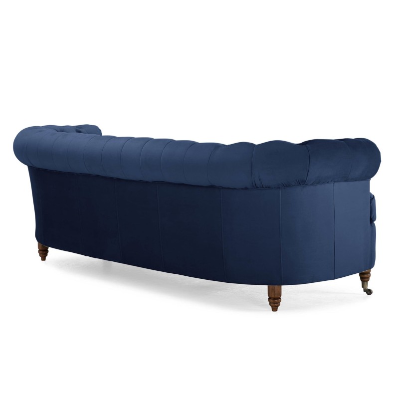 Chesterfield Deluxe 3-θέσιoς Κυρτός Καναπές Βελούδο Μπλε 230x86x80cm