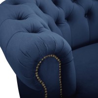 Chesterfield Deluxe 3-θέσιoς Κυρτός Καναπές Βελούδο Μπλε 230x86x80cm