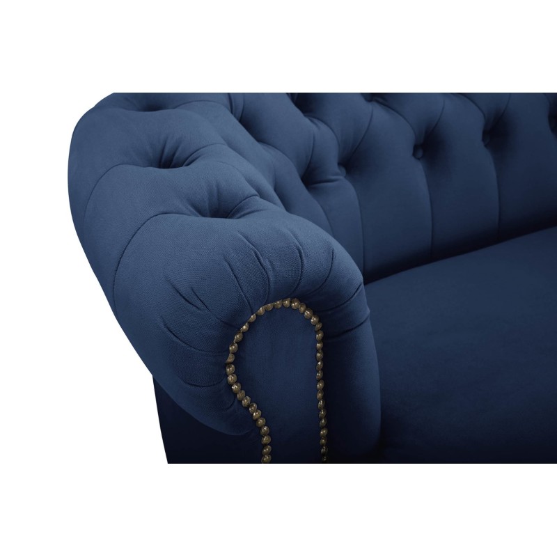 Chesterfield Deluxe 3-θέσιoς Κυρτός Καναπές Βελούδο Μπλε 230x86x80cm