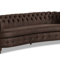 Chesterfield Deluxe 3-θέσιoς Κυρτός Καναπές Vintage Όψη Δέρματος Σκούρο Καφέ 230x86x80cm