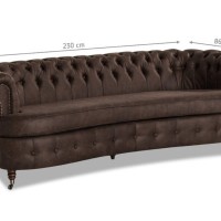 Chesterfield Deluxe 3-θέσιoς Κυρτός Καναπές Vintage Όψη Δέρματος Σκούρο Καφέ 230x86x80cm