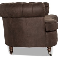 Chesterfield Deluxe 3-θέσιoς Κυρτός Καναπές Vintage Όψη Δέρματος Σκούρο Καφέ 230x86x80cm